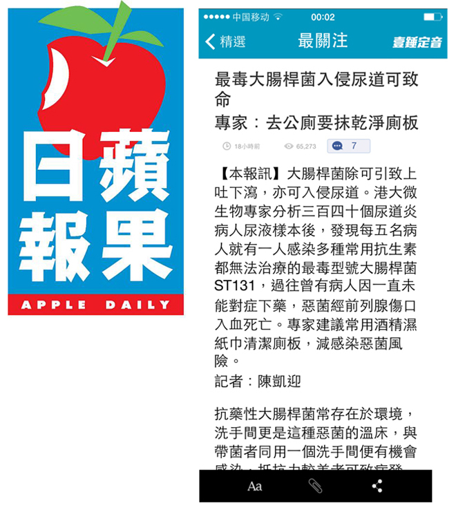 大腸桿菌入侵尿道可致命?惡菌殺手:健力PM-25廁板泡沫消毒液介紹